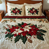 3-teiliges gesteppte Bettset - Charme der Weihnachtssterne