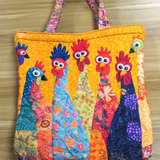 Handgefertigte Tasche – Fünf bunte Hühner