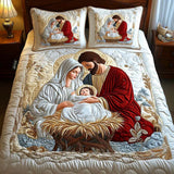 3-teiliges gestepptes Bettwäsche-Set - Magie des Weihnachtsmanns