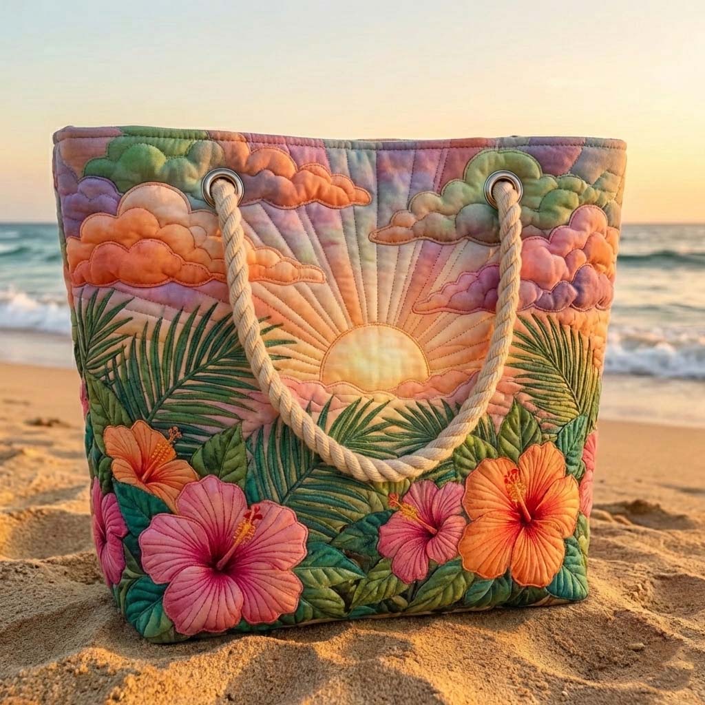 Handgefertigte Strandtasche | Tropical Sunrise