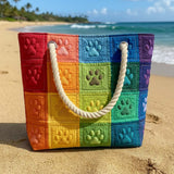 Handgefertigte Strandtasche | Pfotenmuster