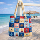 Handgefertigte Strandtasche | Maritimer Patchwork