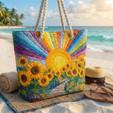 Handgefertigte Strandtasche | Regenbogensonne