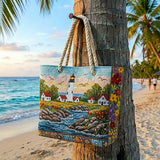 Handgefertigte Strandtasche | Leuchtturm-Glühen