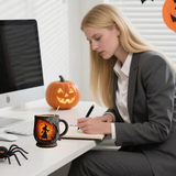 Handgefertigte 3D-Tasse – Hexen- und Katzendesign