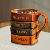 Bücherliebhaber – Handgefertigte 3D-Kaffeetasse