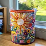 Handgefertigter Wäschekorb | Sonnenblumenblüte
