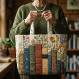Handgefertigte Tasche | Bücher und Blumen